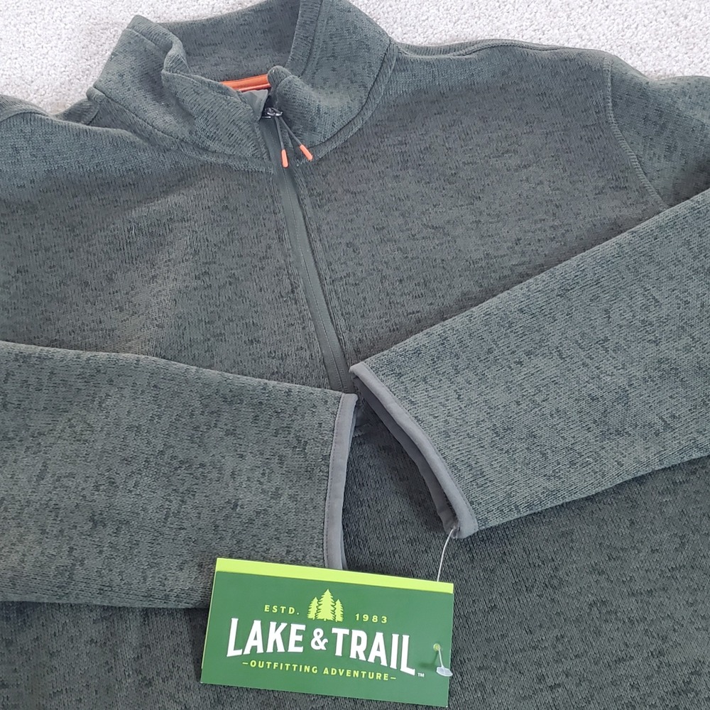 Lake & Trail Fleece Pullover Men's Size Medium Green Quarter Zip Sweater NWTGS